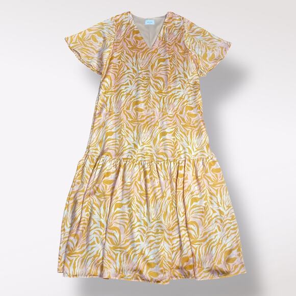 Adrienne Short Sleeve Multicolor Zebra Print Maxi Dress Womens Size M - Picture 1 of 7